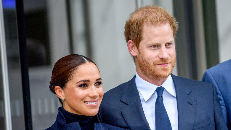 Prince Harry and Meghan Markle smiling in NYC