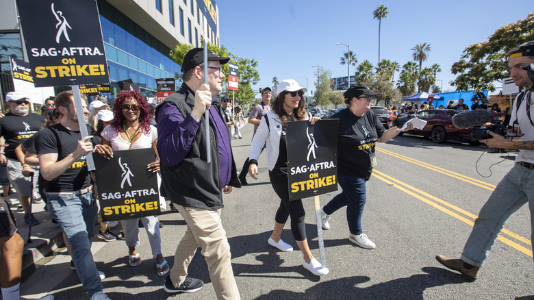 Fran Drescher picketing in SAG strike