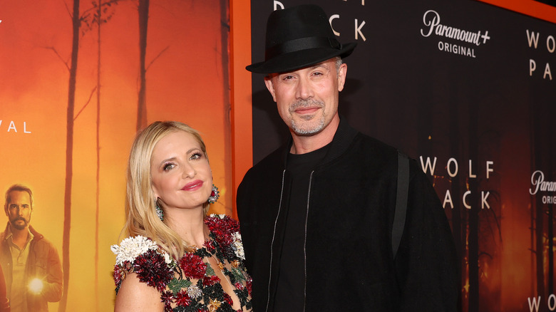 Freddie Prinze Jr and Sarah Michelle Gellar at the "Wolf Pack" premiere in 2023