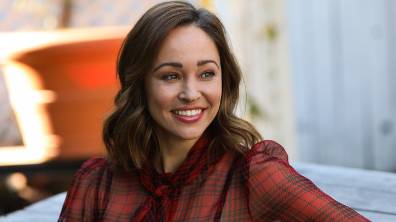 Autumn Reeser smiling at a Hallmark event