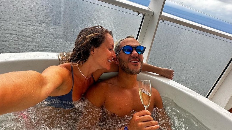 Carlos and Alexa relax on a cruise ship 