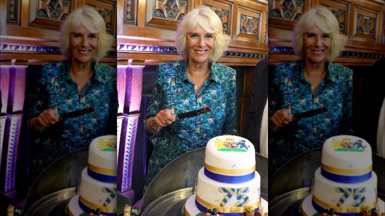 Camilla Parker Bowles with her birthday cake