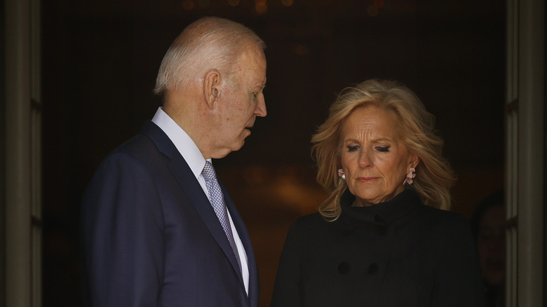 Joe Biden turned toward Jill Biden