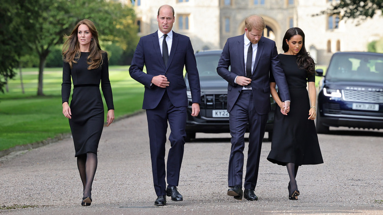 Princess Catherine and Prince Harry during their walkabout at the queen's funeral