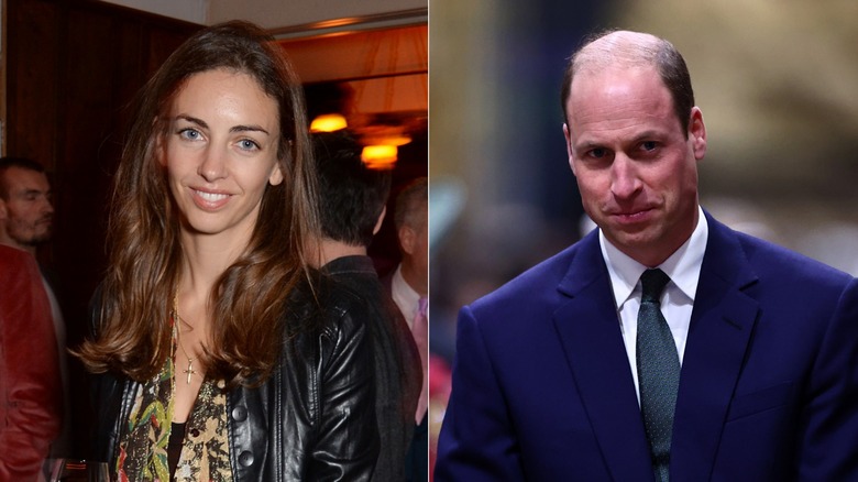 Split image of Rose Hanbury and Prince William smiling in close-up