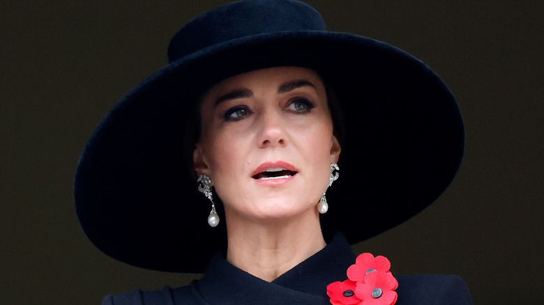 Kate Middleton with lips slightly parted