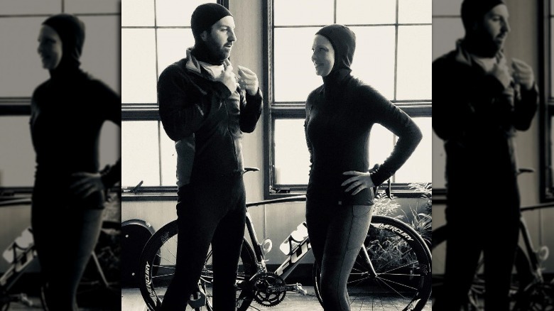 Katherine Heigl and husband Josh Kelly in bike gear
