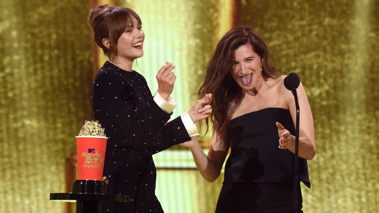 Elizabeth Olsen and Kathryn Hahn at the MTV Movie & TV Awards