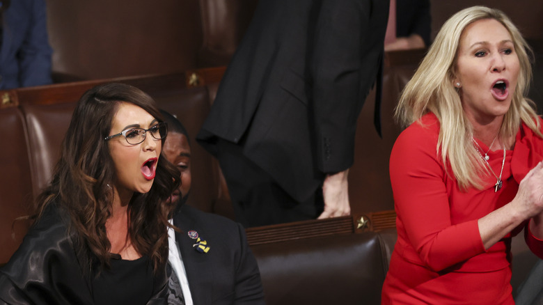 Lauren Boebert and Marjorie Taylor Greene heckle Joe Biden during SOTU address