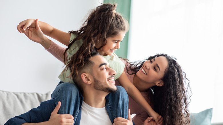 A family spends time together. 