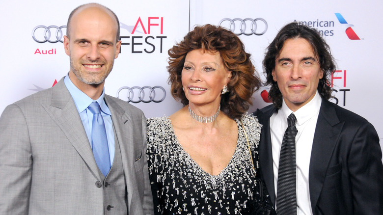 Edoardo Ponti, Sophia Loren, and Carlo Ponti Jr.