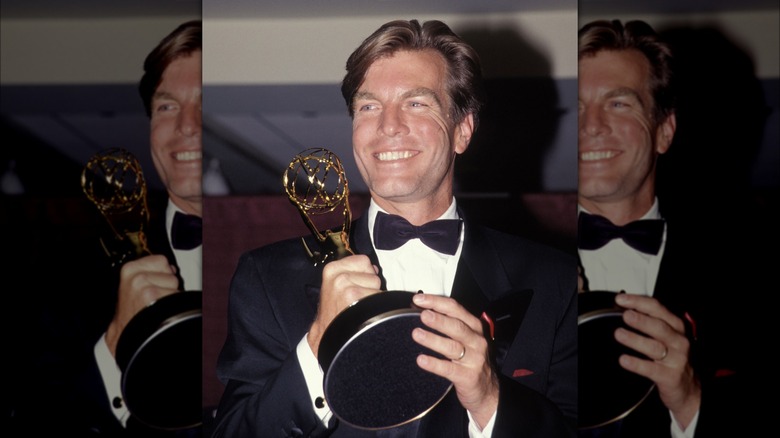 Peter Bergman holding a Daytime Emmy