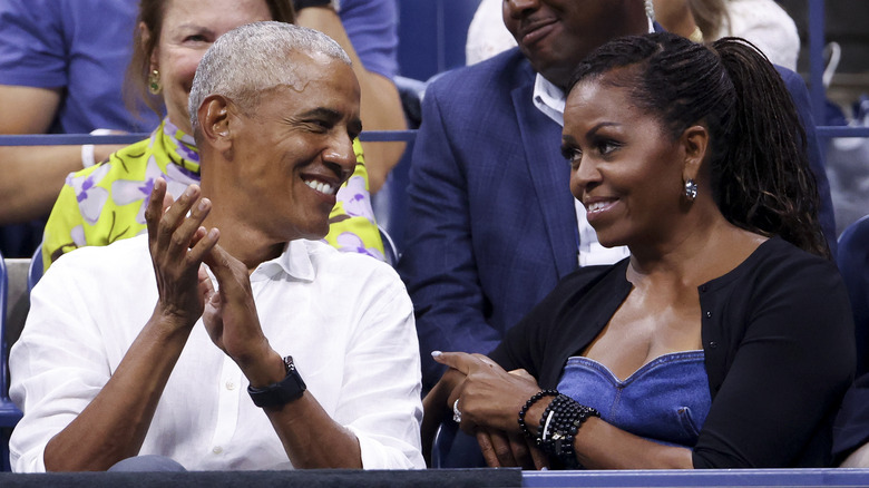 Barack and Michelle Obama smiling