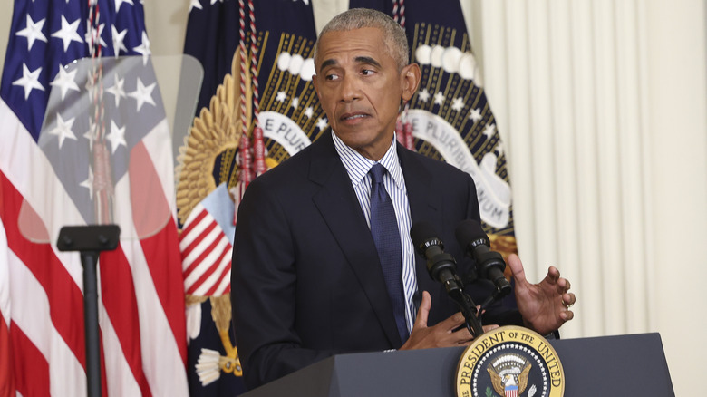 Barack Obama speaking at The White House