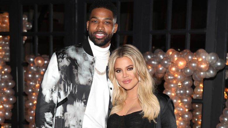 Tristan Thompson and Khloe Kardashian smiling