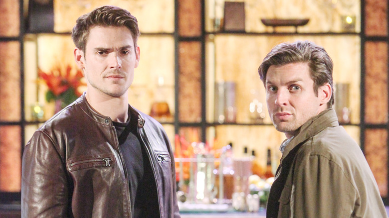 Mark Grossman and Donny Boaz, who played Adam Newman and Chance Chancellor on "Y&R" at a bar