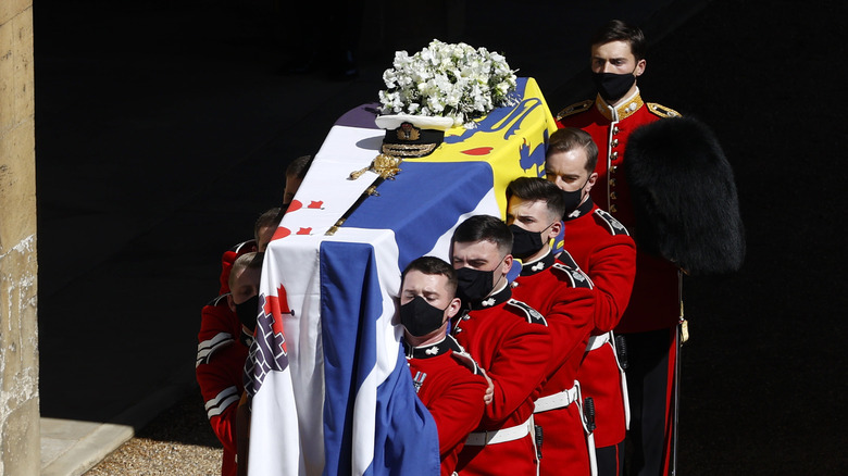 Prince Philip's casket. 