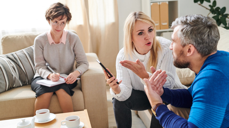 couple arguing in couples therapy