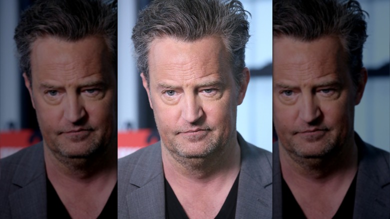 Matthew Perry looking serious