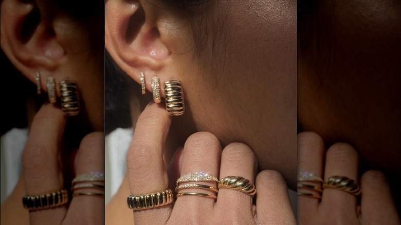 Mejuri instagram post of earrings and rings 