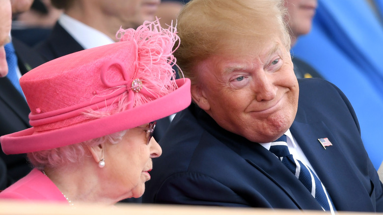 Queen Elizabeth II speaking to Donald Trump