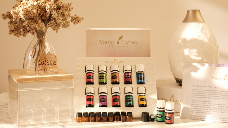 young living essential oil display