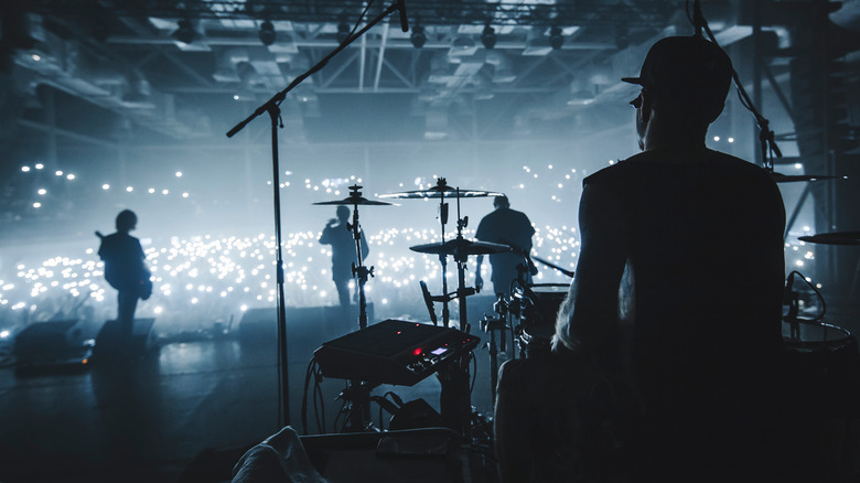 a band performing onstage