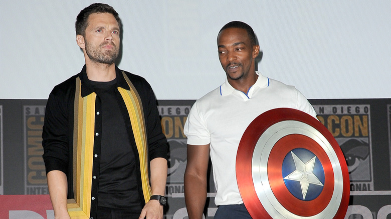 Sebastian Stan and Anthony Mackie posing