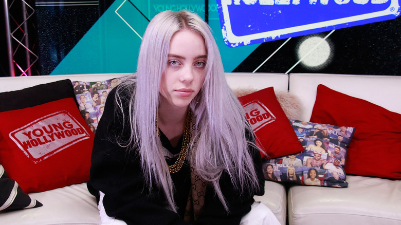 Teen Billie Eilish on couch