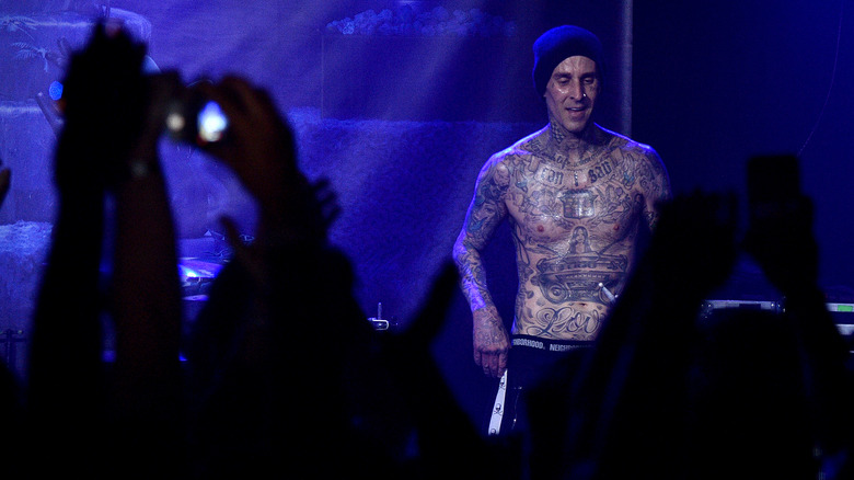 Travis Barker interacting with crowd, 2019