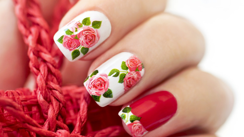 Nail stickers with flowers