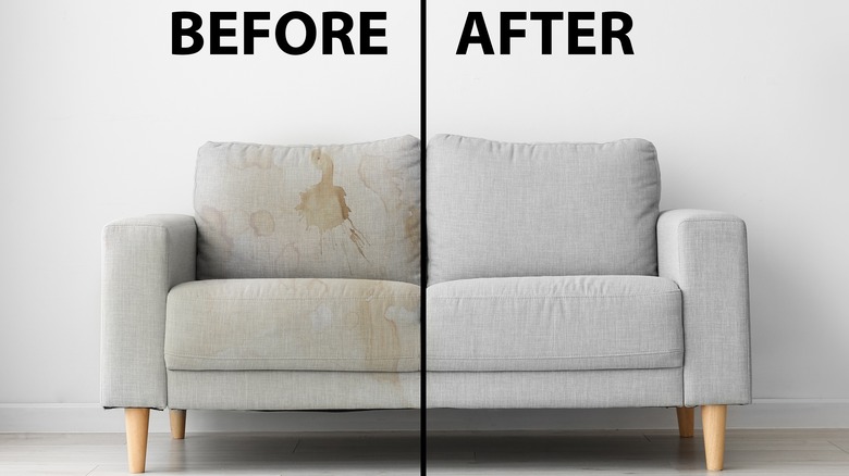 before and after image of couch cleaning