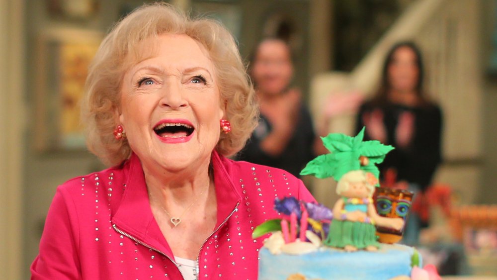 Legendary actress Betty White with a birthday cake