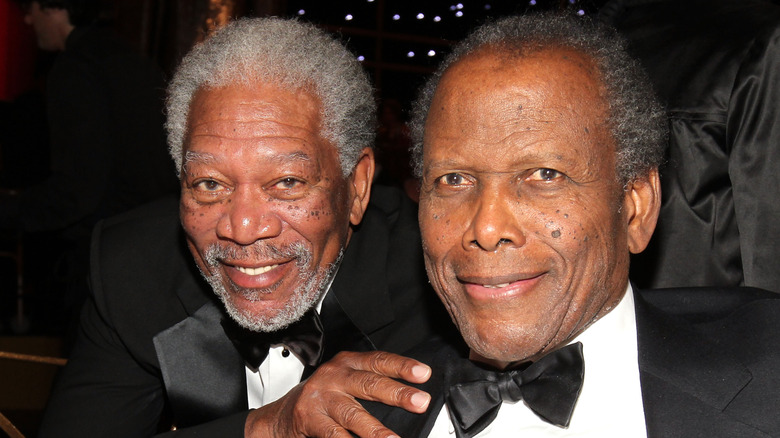 Morgan Freeman and Sidney Poitier smiling