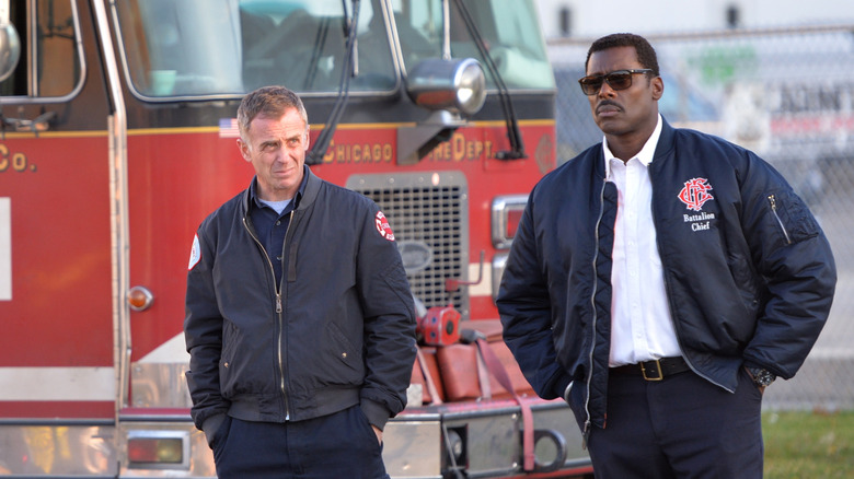 "Chicago Fire" cast members pose during a press junket