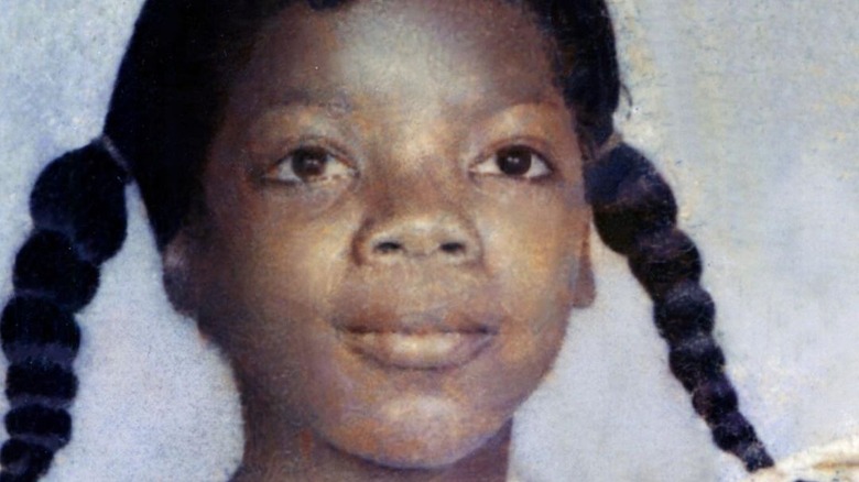 young Oprah Winfrey with pigtails