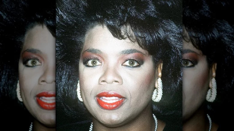 Oprah Winfrey wearing red lipstick