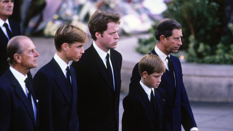 The royal family at Princess Diana's funeral