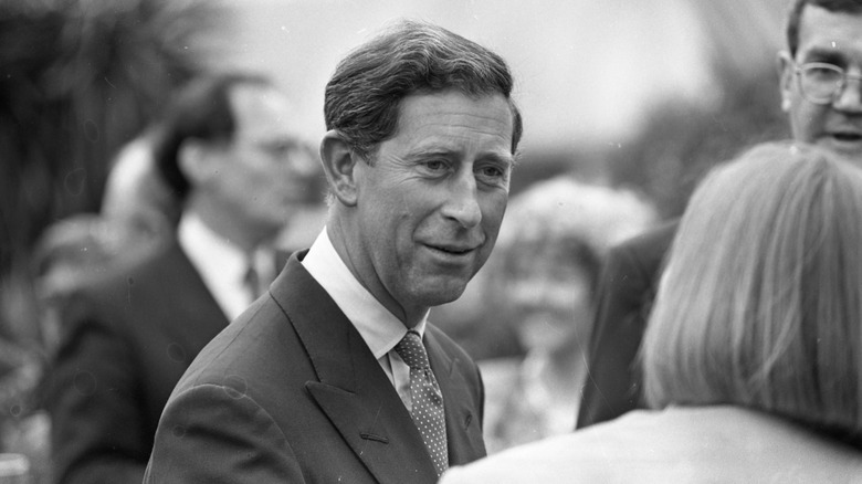 Prince Charles at event in black and white