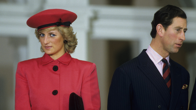 Princess Diana standing with Prince Charles