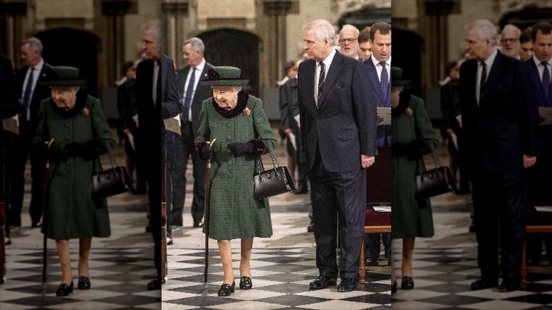 Prince Andrew and Queen Elizabeth at service