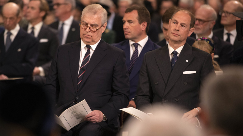 Prince Andrew sits with Prince Edward