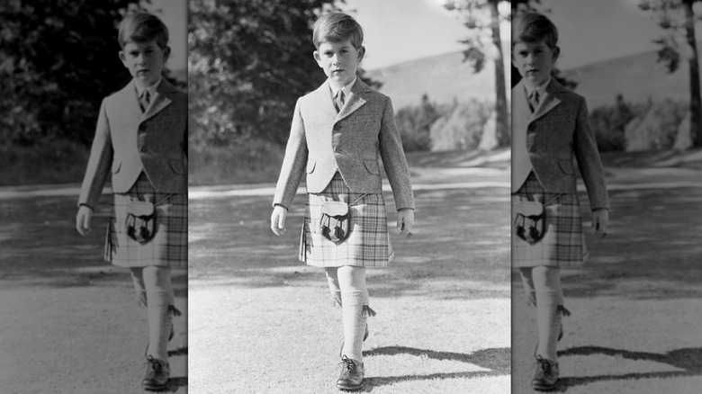 King Charles as a child wearing a kilt