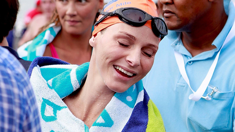 Princess Charlene in swim gear