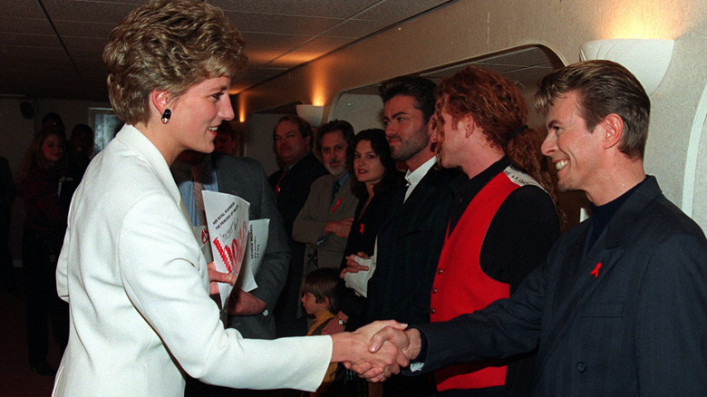 Princess Diana with David Bowie on World Aids Day