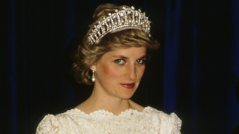 Diana Spencer wearing a tiara