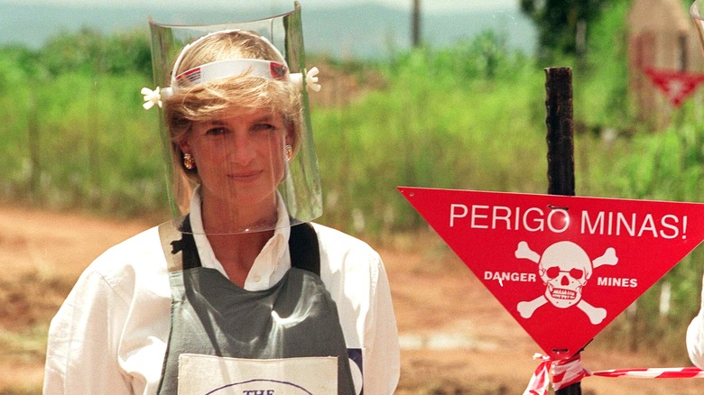 Diana Spencer at a minefield in Angola 