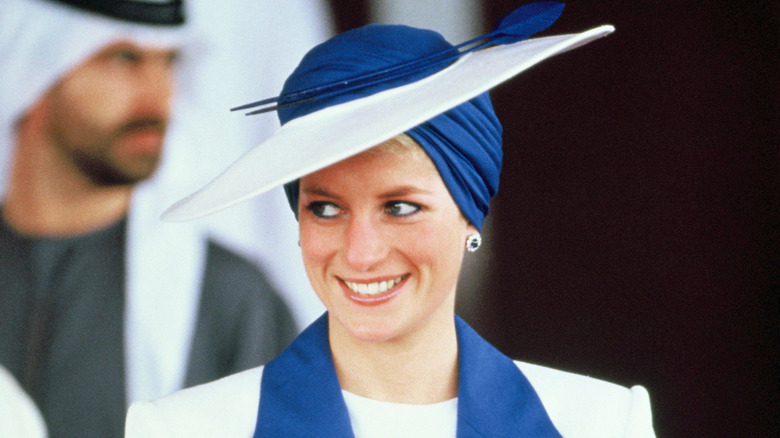 Princess Diana wears a turban hat