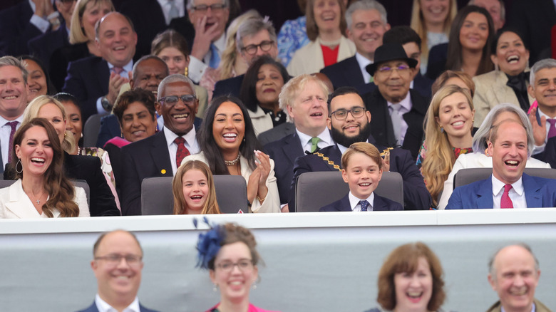 Kate Middleton, Princess Charlotte, Prince George, and Prince William at the Platinum Party