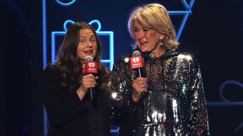 Drew Barrymore and Martha Stewart speaking at iHeart event